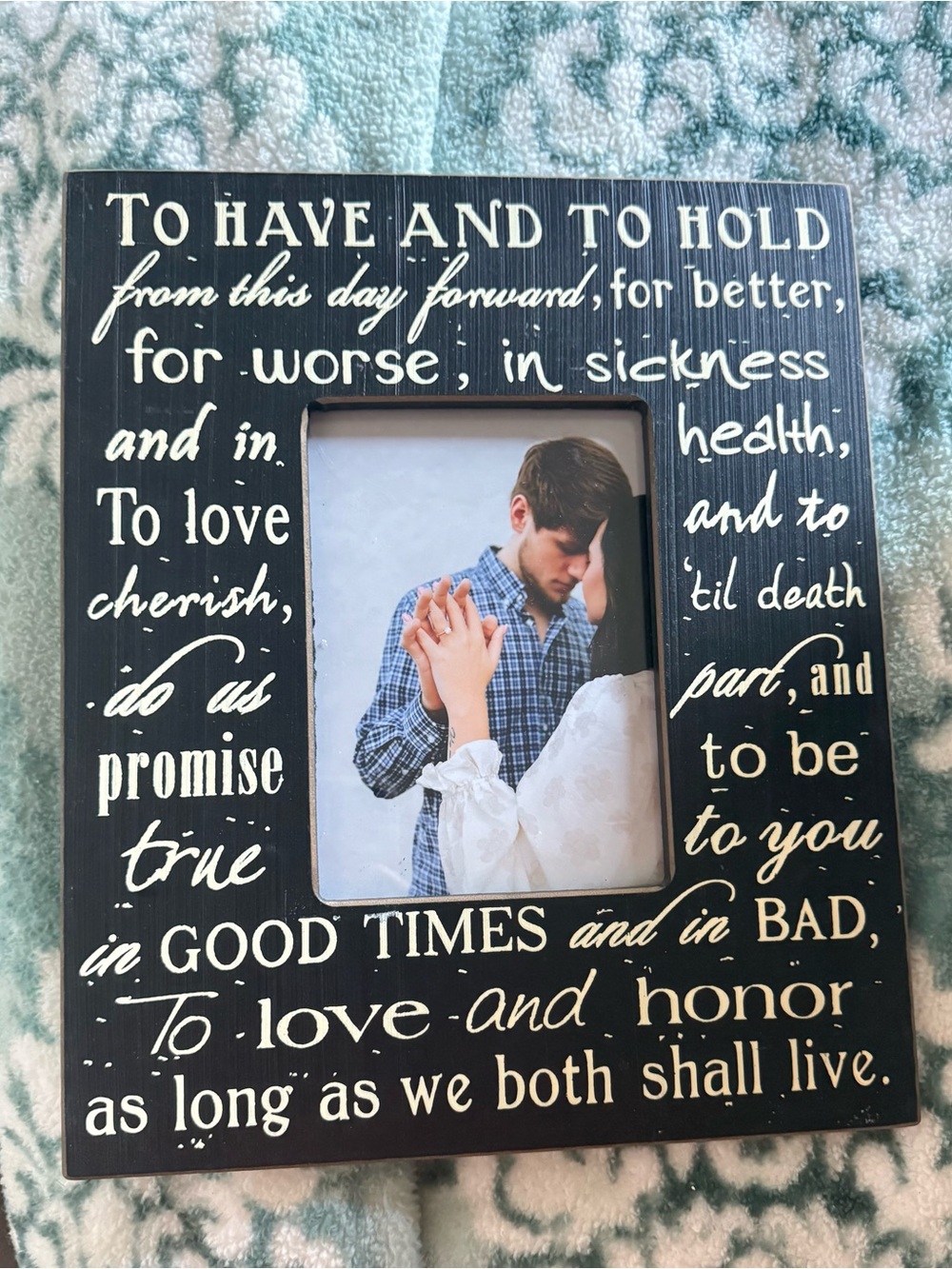 Romantic Script Wedding Vows Photo Frame - Black